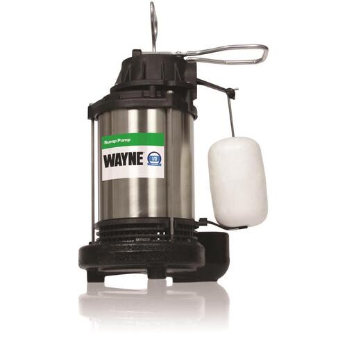 Wayne CDU790SS Submersible Sump Pump 1/3 HP 4600 gph Stainless Steel Vertical Float Switch AC Top Suction