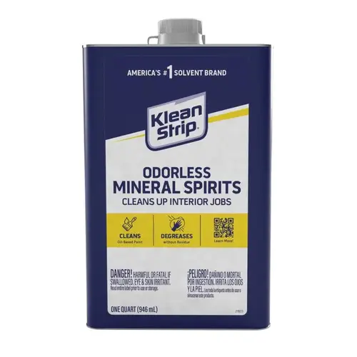 Mineral Spirit Thinner, Liquid, Aromatic Hydrocarbon, Clear, 1 qt, Can