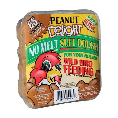 No Melt Suet Dough Delights Bird Suet, Peanut Flavor, 11.75 oz