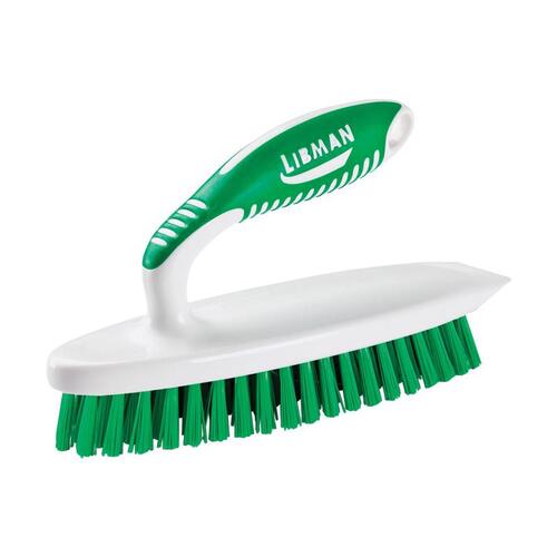 Scrub Brush, 1 in L Trim, PET, 7-1/2 in W Brush, 7-1/4 in OAL, White