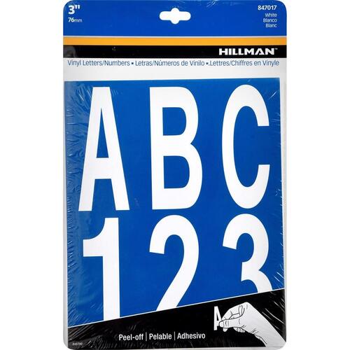 Letter and Number Set 3" White Vinyl Self-Adhesive 0-9, A-Z - pack of 6