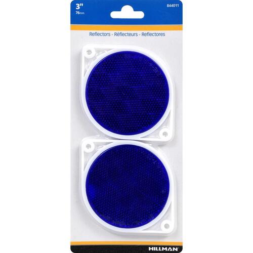 Reflectors 3" Round Blue Blue - pack of 6 Pairs