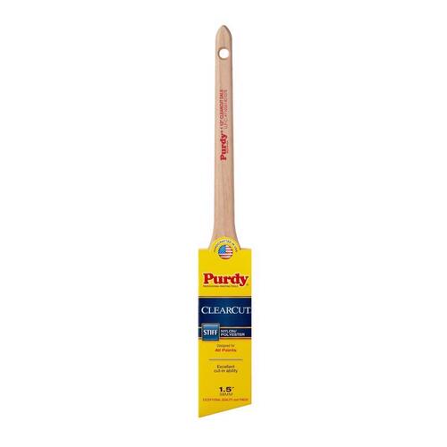 Clearcut Angular Trim Paint Brush, 1-1/2 in W, Nylon/Polyester Bristle, Rattail Handle