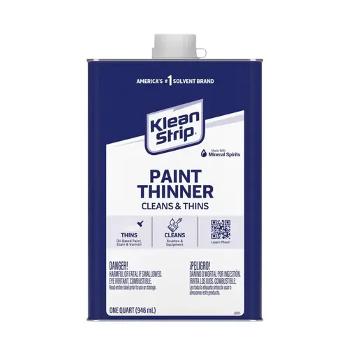 Klean Strip QKPT94003 Paint Thinner, Liquid, Free, Clear, Water White, 1 qt, Can