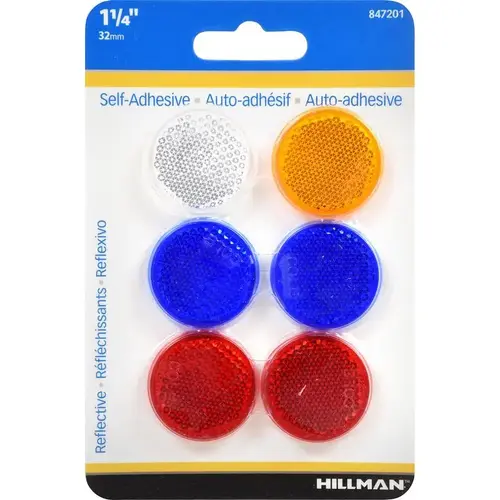 Mini Reflector Driveway Markers, Adhesive, 1-1/4-In   pack of 6 Assorted