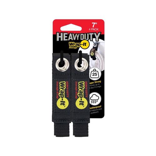 Storage Straps Heavy-Duty 1" W X 7" L Black 25 lb Black