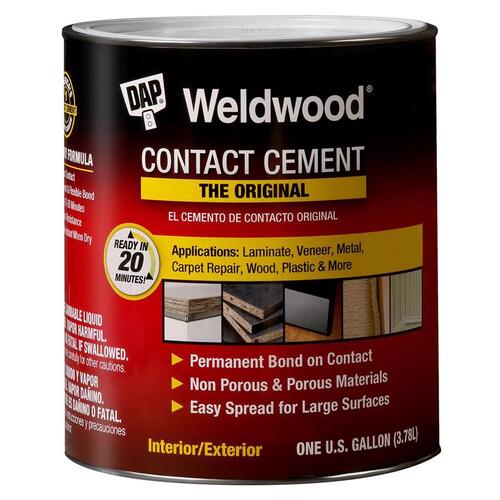Contact Cement, Liquid, Strong Solvent, Tan, 1 gal Can