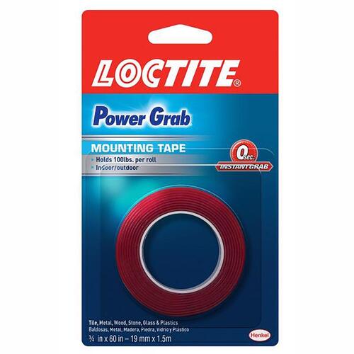 Loctite 1360350 Mounting Tape Power Grab Double Sided 3/4" W X 60" L Clear Clear