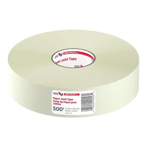 Joint Tape, 500 ft L, 2-1/16 in W, 0.01 mm Thick, Solid, White