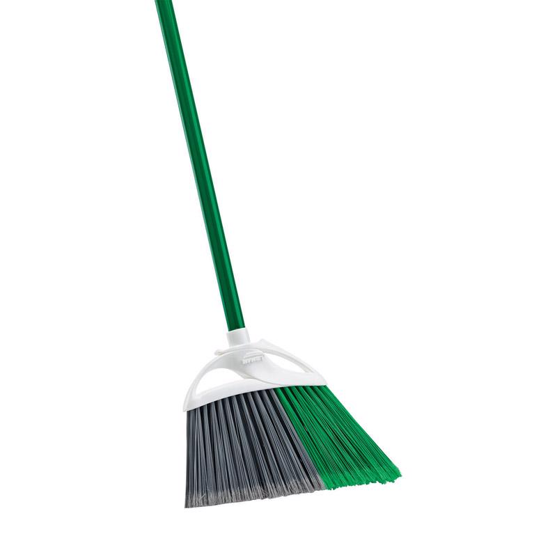 The Libman Company 205 PRECISION ANGLE Series Broom, 13 in Sweep Face, 6 in L Trim, PET Bristle, 53 in L, Steel Green