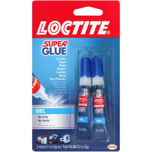 Super Glue, Gel, Clear/Colorless, 2 g Tube - pack of 2