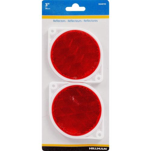 Reflectors 3" Round Red Red