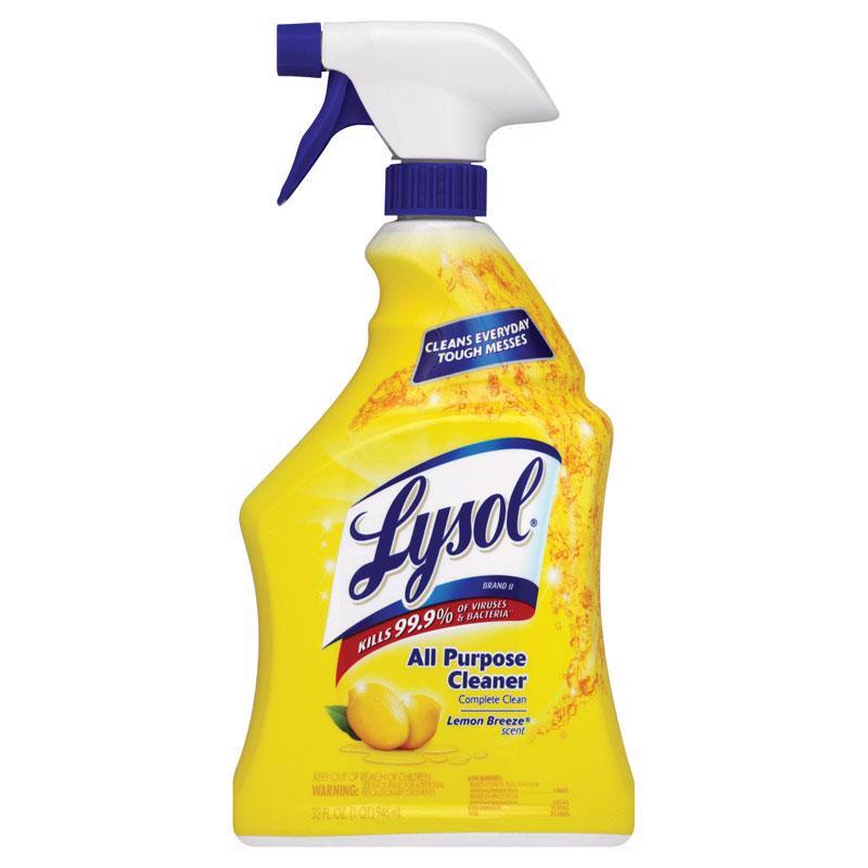 LYSOL 1920075352 All-Purpose Cleaner, 32 oz Spray Bottle, Liquid, Lemon Breeze, Turquoise