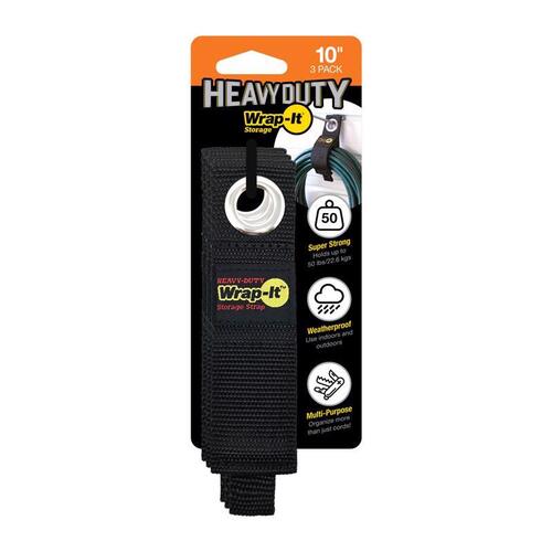 Storage Straps Heavy-Duty 1.5" W X 10" L Black 50 lb Black