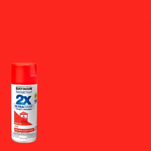 PAINTER'S Touch Satin Spray Paint, Satin, Poppy Red, 12 oz, Aerosol Can