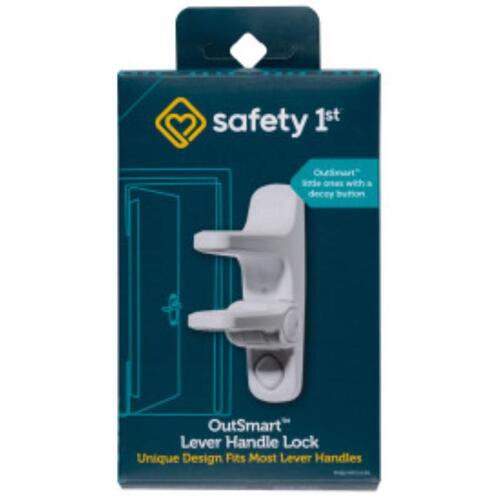 Lever Handle Lock OutSmart White Plastic White - pack of 2