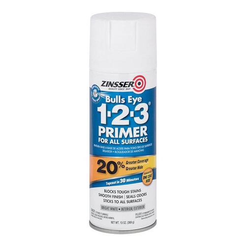 Spray Primer and Sealer Bulls Eye 123 Bright White Smooth Oil-Based Alkyd Resin 13 oz Bright White