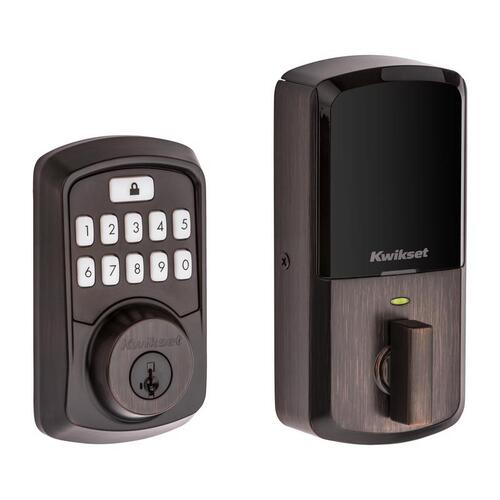 Aura Venetian Bronze Single Cylinder Electronic Bluetooth Keypad Smart Lock Deadbolt featuring SmartKey Security