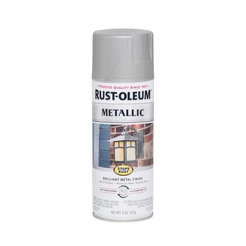 STOPS RUST 7277830 Metallic Spray Paint, Metallic, Matte Nickel, 11 oz, Aerosol Can