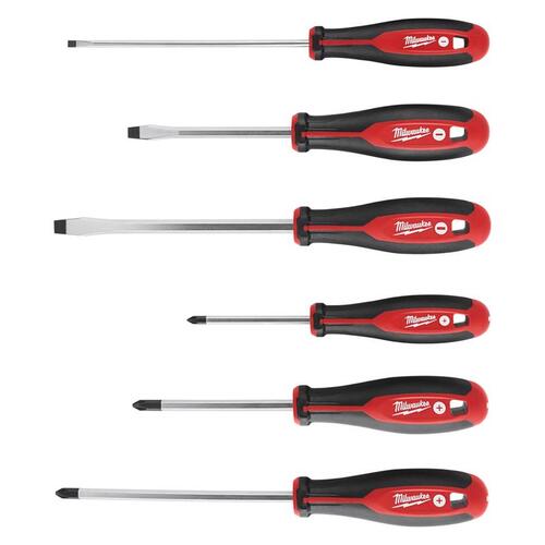 Screwdriver Kit, 6-Piece, Specifications: Phillips and Slotted Tip, 5/16 in Tip Size Red