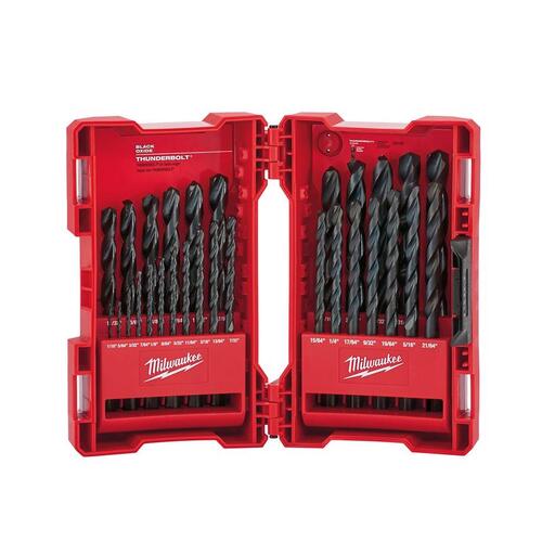 Drill Bit Set Thunderbolt Black Oxide 3-Flat Shank