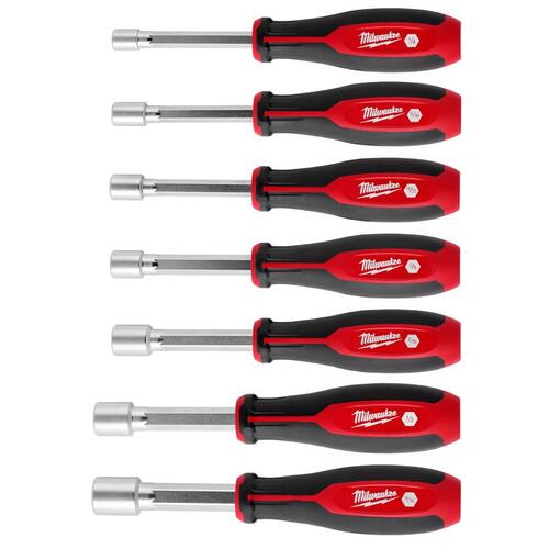 Nut Driver Set Assorted in. SAE Hollow Shaft 7" L Black/Red