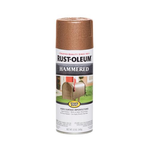 STOPS RUST Spray Paint, Hammered, Copper, 12 oz, Aerosol Can