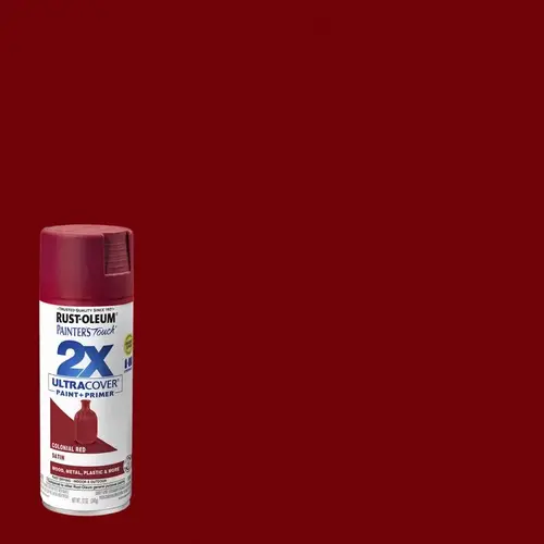 PAINTER'S Touch Satin Spray Paint, Satin, Colonial Red, 12 oz, Aerosol Can