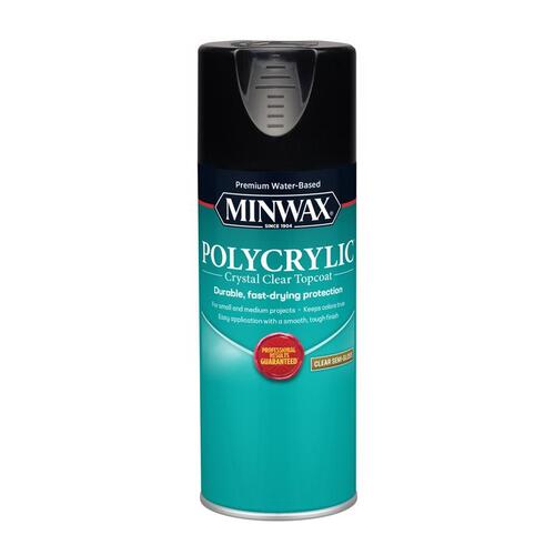 Polycrylic Protective Finish Paint, Semi-Gloss, Liquid, Crystal Clear, 11.5 oz, Aerosol Can