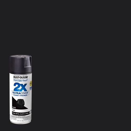 Rust-Oleum 249127 PAINTER'S Touch Flat Spray Paint, Flat, Black, 12 oz, Aerosol Can