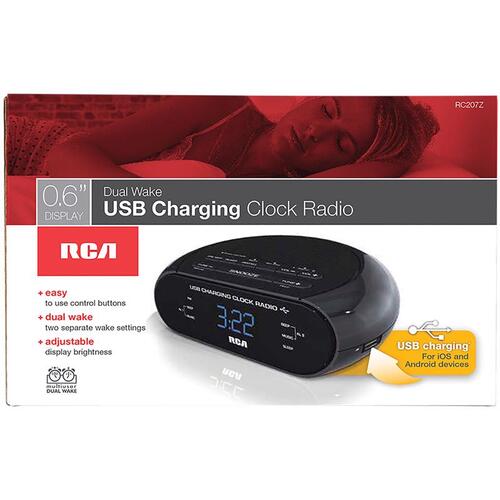 RCA RC207Z Clock Radio, LED Display, Sleep and Snooze, Black Housing