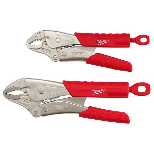 Pliers Set, 2-Piece, Steel, Black/Red/Silver, Specifications: Curved Jaw, Ergonomic Handle