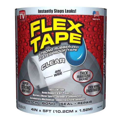 Flex Seal TFSCLRR0405 Repair Tape, 5 ft L, 4 in W, Clear