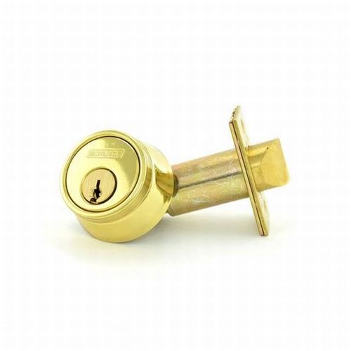 Single Cylinder 6 Pin Deadlatch Deadbolt Bright Brass Finish