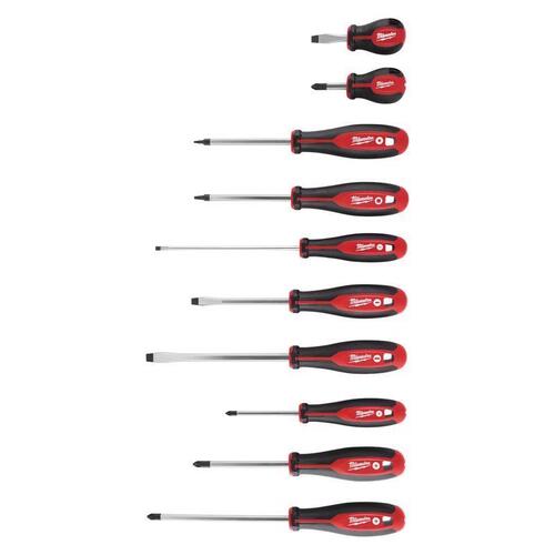 Screwdriver Set 3 to 8" L Phillips/Slotted Black/Red