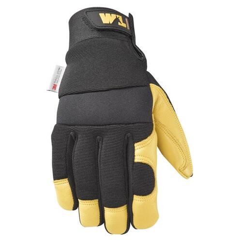Wells Lamont 7003804 Winter Work Gloves Men's Saddletan Grain Black/Yellow L Black/Yellow