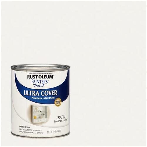 Rust-Oleum 267330 PAINTER'S Touch Brush-On Paint, Satin, Blossom White, 1 qt