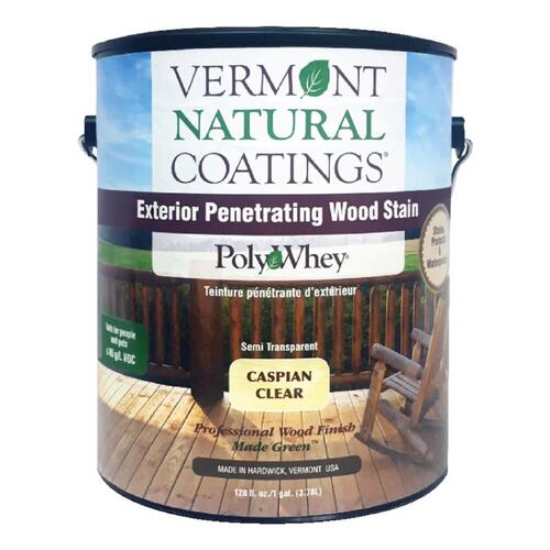 Vermont Natural Coatings 101500 Exterior Stain PolyWhey Semi-Transparent Matte Caspian Clear Water-Based Penetrating Water Caspian Clear