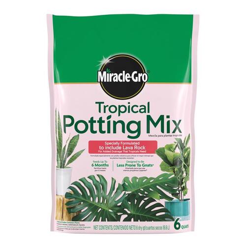 Miracle-Gro 71276430 Tropical Potting Mix, Solid, 6 qt Bag