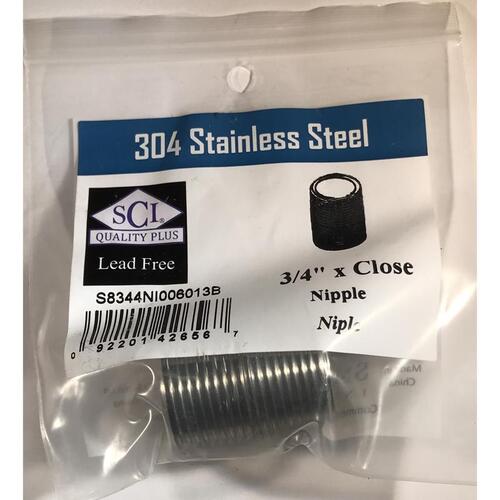 Smith-Cooper 4632101400 Close Nipple 3/4" MPT T Stainless Steel