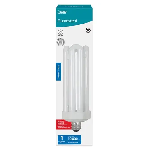 Feit Electric PLF65/65 Compact Fluorescent Bulb, 65 W, Tubular Lamp, Mogul E39 Lamp Base, 4550 Lumens, 6500 K Color Temp Frosted