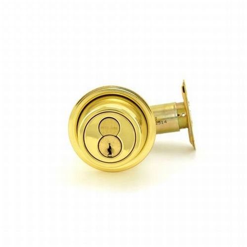 Grade 2 Single Cylinder Deadbolt with Full Size Interchangeable Core with C Keyway with 12287 Latch and 10094 Strike Bright Brass Finish