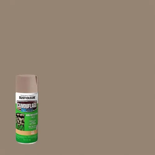 Camouflage Spray Paint, Ultra Flat, Khaki, 12 oz, Aerosol Can