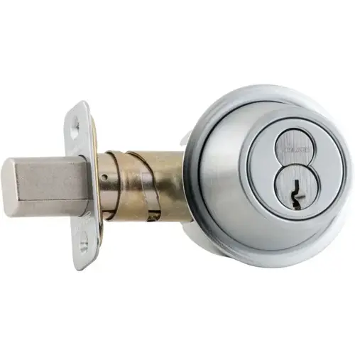 Grade 2 Single Cylinder Deadbolt with Full Size Interchangeable Core with C Keyway with 12287 Latch and 10094 Strike Satin Chrome Finish