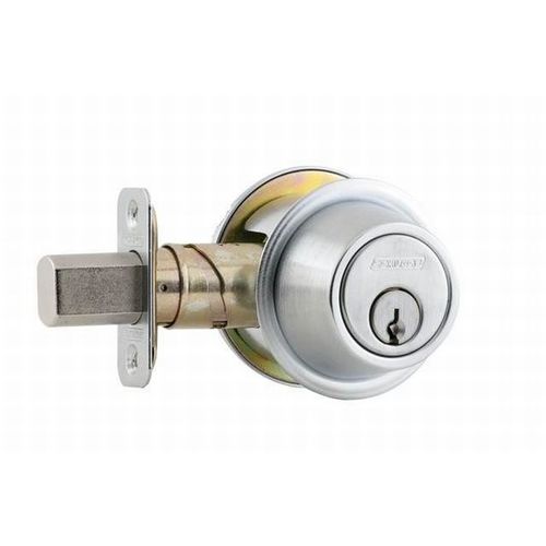 Grade 2 Fire Rated Cylinder by Blank Plate Deadbolt with C Keyway with 12294 Latch and 10094 Strike Satin Chrome Finish