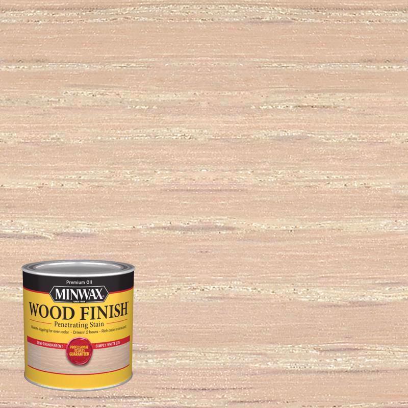 Minwax 227654444 Penetrating Wood Finish Wood Finish Semi-Transparent Simply White Oil-Based 0.5 pt Simply White