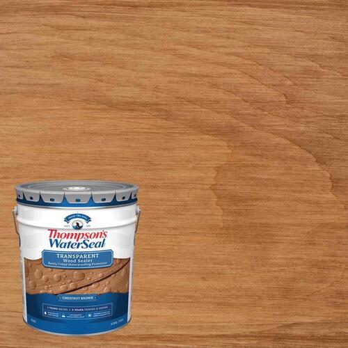 Thompson's Waterseal TH.091301-20 Waterproofing Wood Stain and Sealer Transparent Chestnut Brown 5 gal Chestnut Brown