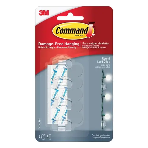 Cord Clip, Plastic, Transparent - pack of 16