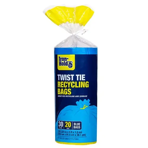 Iron-Hold 618811 Kitchen Trash Bags 30 gal Twist Tie 20 pk 1.5 mil Blue