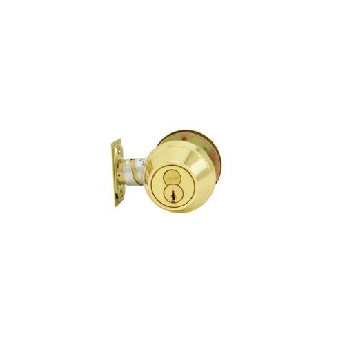 Grade 1 Single Cylinder Deadbolt with Large Format Interchangeable Core C Keyway with 12297 Latch and 10094 Strike Bright Brass Finish